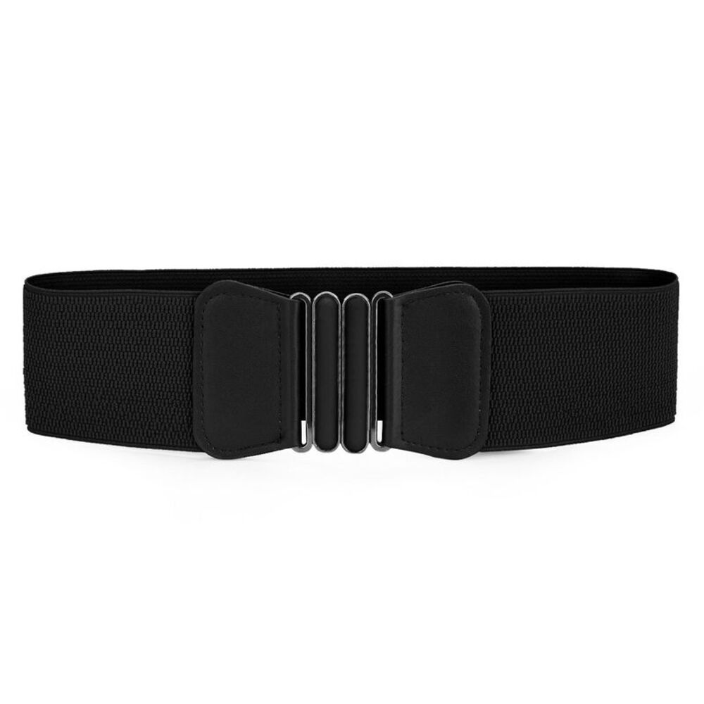 Bowknot Shaped Interlocking Buckle Elastic Belt Waistband Black One Size
